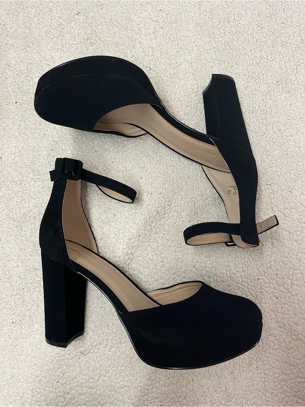 Ankis Platform Block High Heels Ankle Strap Black Womens 9